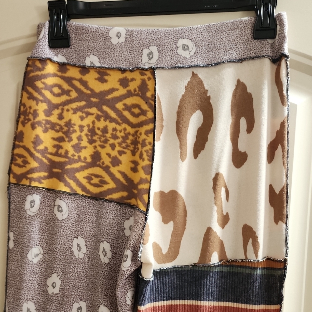 Bucket List Patchwork Patterned Flare Pants - image 2